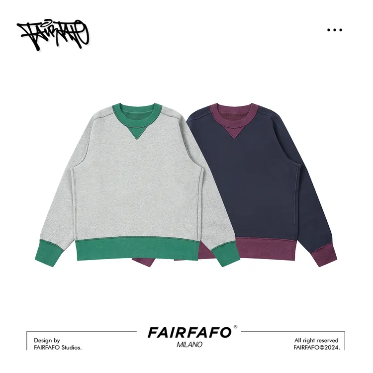 FAIRFAFO林肉肉【撞色圆领设计感卫衣】WYAL48014宽松设计感卫衣