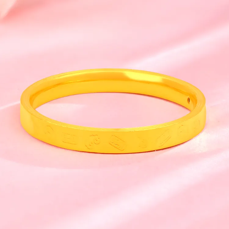 周金生黄金吉言戒指纯金5D硬金金饰足金999纪念礼物送女友老婆