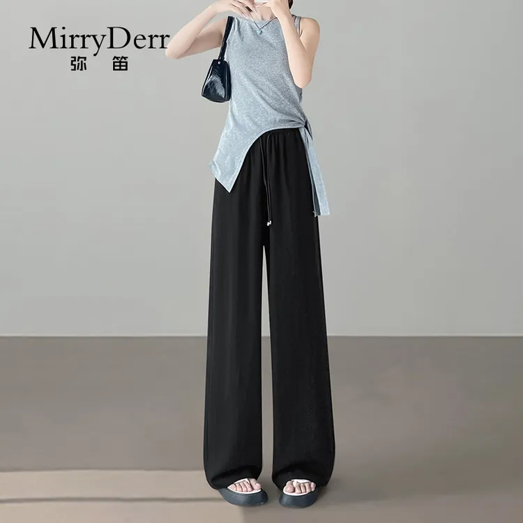 MirryDerr/弥笛时尚亚麻阔腿裤女2025夏季新款高腰垂顺休闲直筒裤
