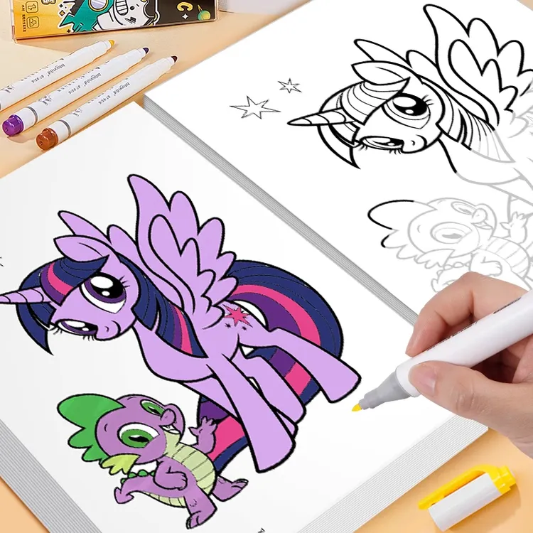 小马宝莉涂色本儿童画画描绘本临摹本3到6岁女孩幼儿填色涂鸦绘画