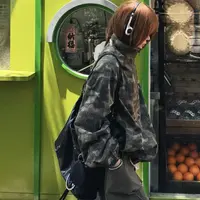 02724秋新款时尚百搭宽松显瘦迷彩外套女短款夹克上衣潮百搭外套