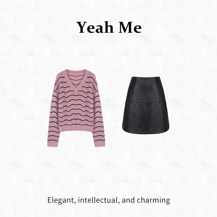 Yeah Me/也觅【甜心泡泡】秋季新款短裙套装甜美气质上衣百搭半裙