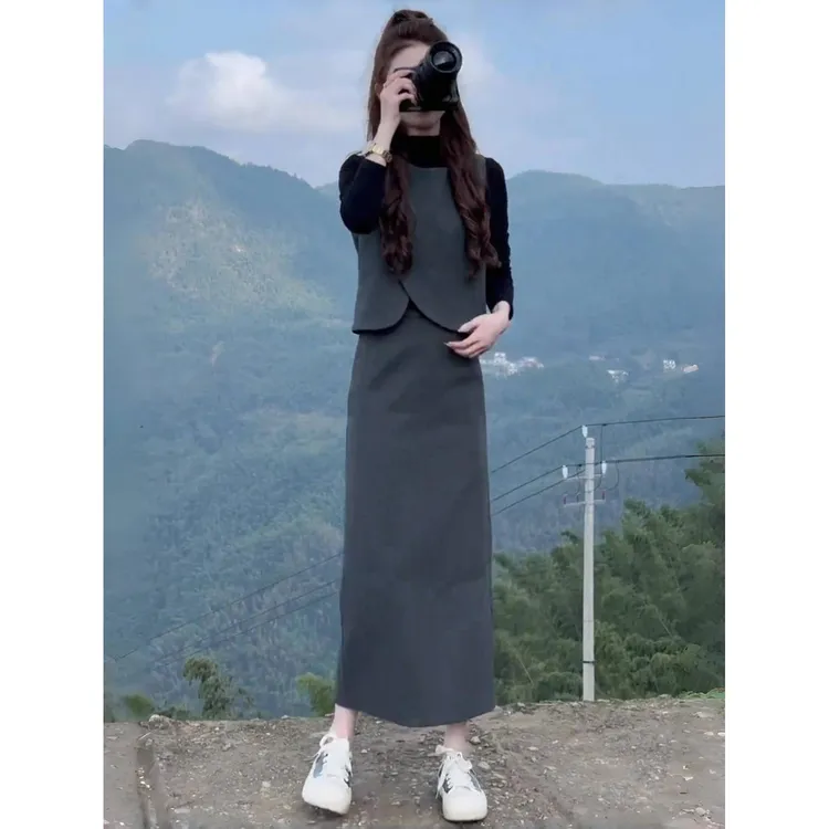 西装秋季套装女2025新款时尚气质上衣搭松紧腰半身裙