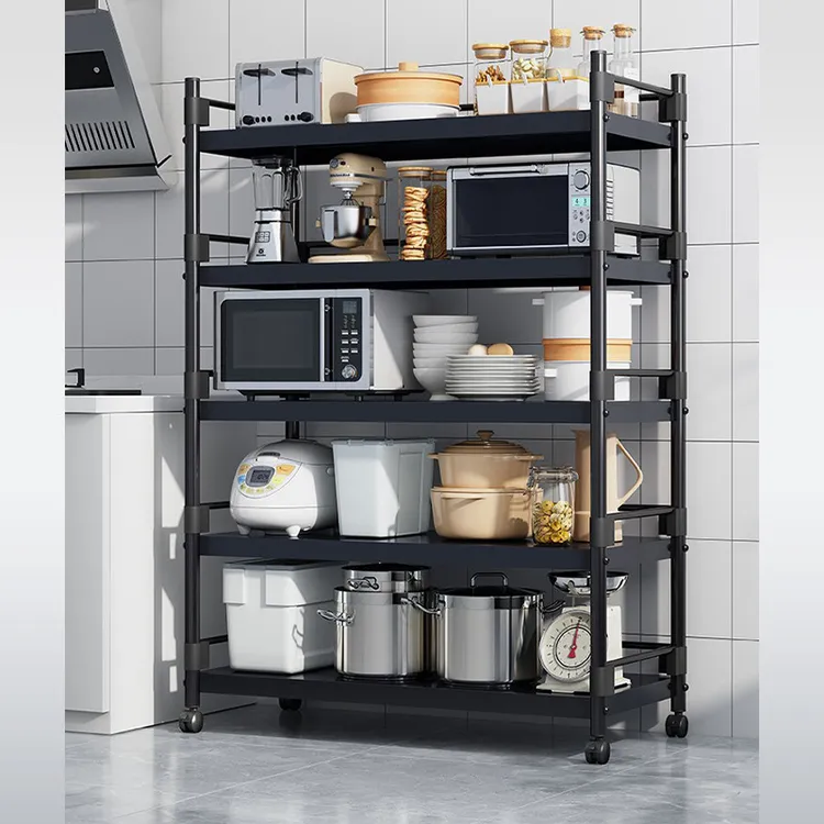 厨房置物架落地多层家用货架储物架多功能锅架烤箱微波炉收纳架子