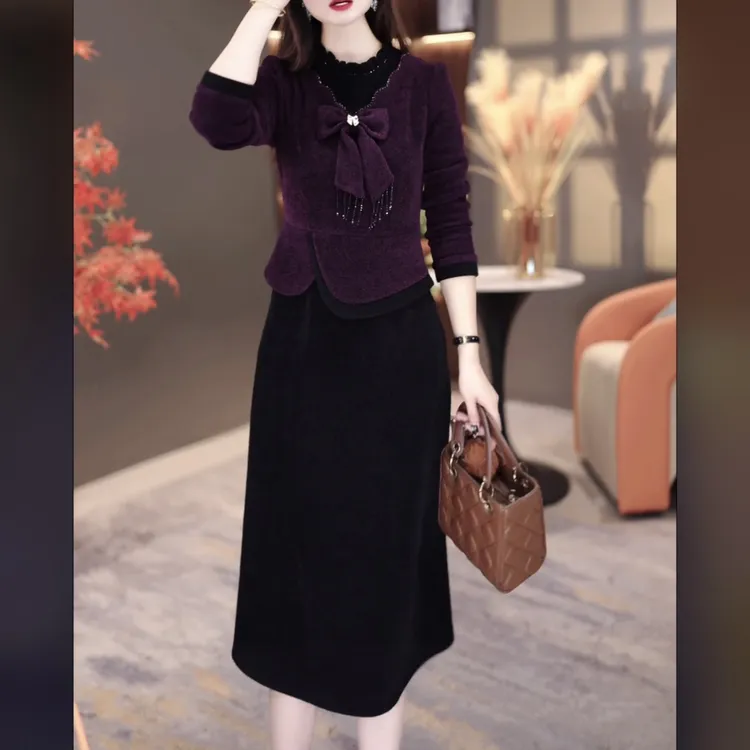 【连衣裙】冬季显瘦2025新款显瘦修身气韩版遮肚打底裙子MY25K3618