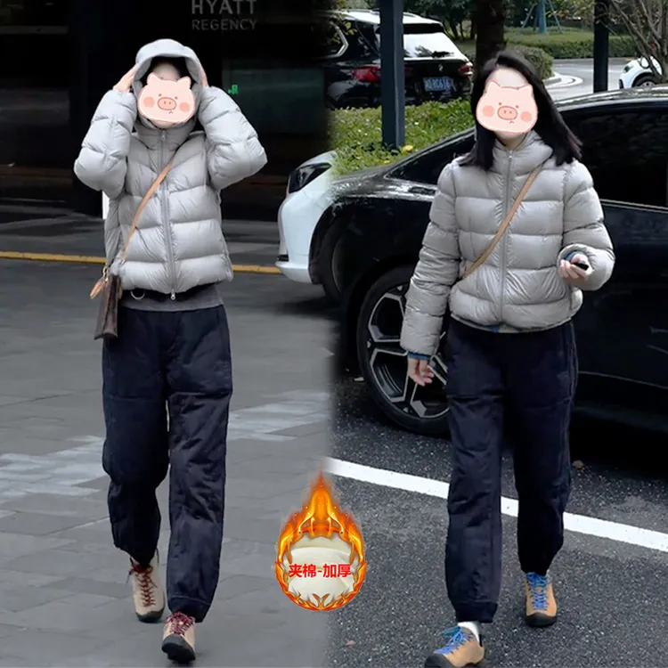 冬季新款穿搭一整套连帽排骨棉服外套搭配简约夹棉棉裤两件套女潮