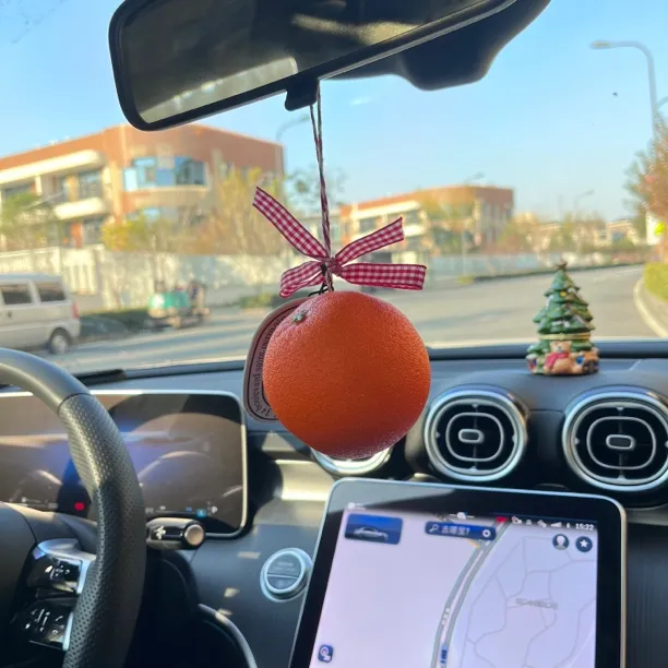 一颗橙子『心想事橙』车载后视镜挂饰创意仿真水果汽车内饰包包挂件