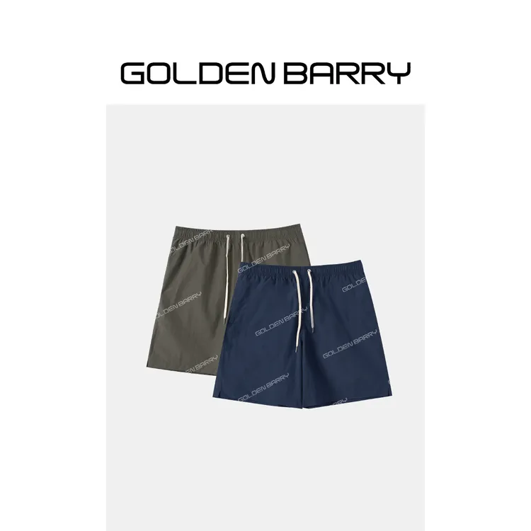 GOLDENBARRY|561094尼龙褶皱运动舒适百搭抽绳工装短裤