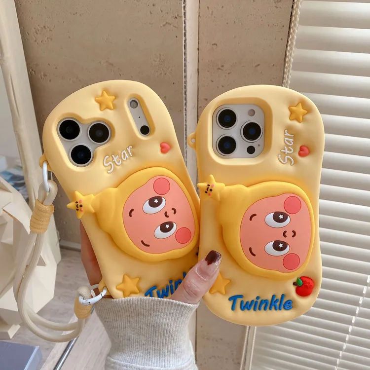 卡通可爱横版星星人支架iphone17苹果16适用14/15pro max手机壳13