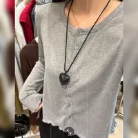 beauty@8007 韩简木耳边短款开衫上衣（配发圈）