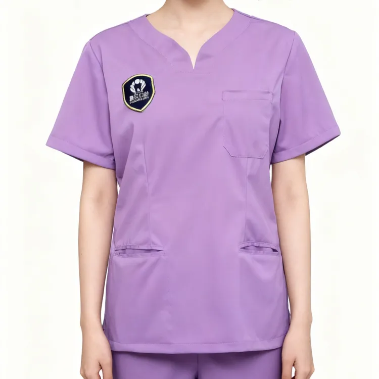 女款夏季高弹透气医护服月嫂服美容院工作服短袖套装