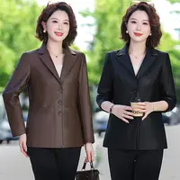妈妈装皮衣轻职风日常穿搭高级时尚感皮夹克女士外套春秋新款上衣