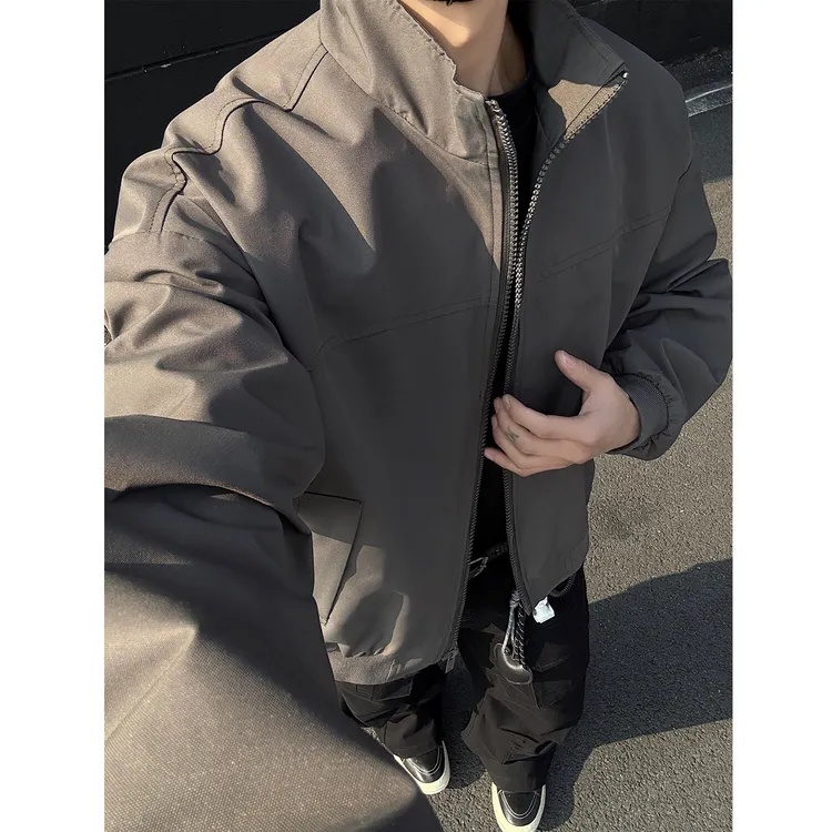 防风防水立领休闲外套男秋冬款夹棉加厚cleanfit工装教练夹克炸街