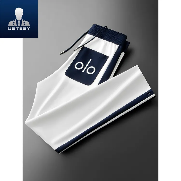 秋冬时尚撞色拼接运动裤子高端轻奢休闲裤男士潮流百搭直筒卫裤男