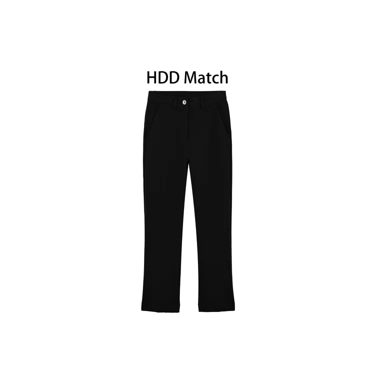 HDD- "修身气质" 秋冬女款九分修身显瘦磨绒西装开衩休闲裤 Y9609