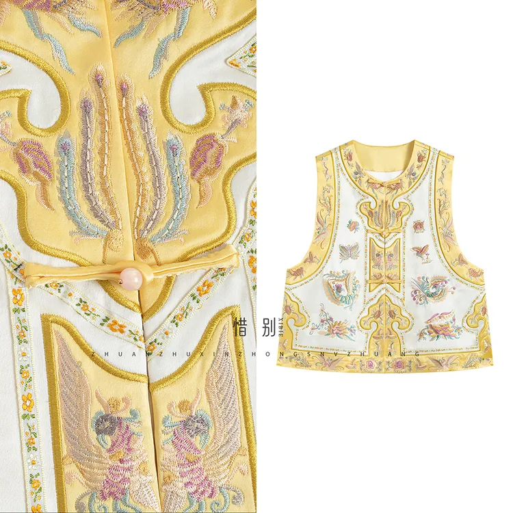 【凤羽蝶澜】25春夏新款中式国风重工刺绣醋酸对襟百搭减龄马甲女