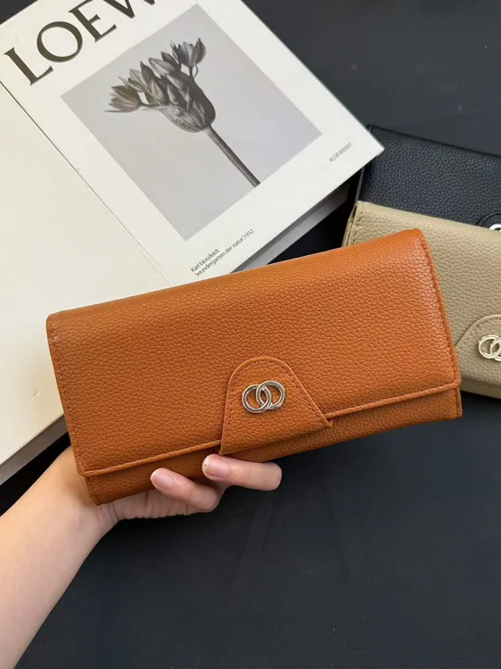 迪雅路【长款钱包】设计感翻扣 多卡位女士钱夹 荔枝纹简约高级百搭