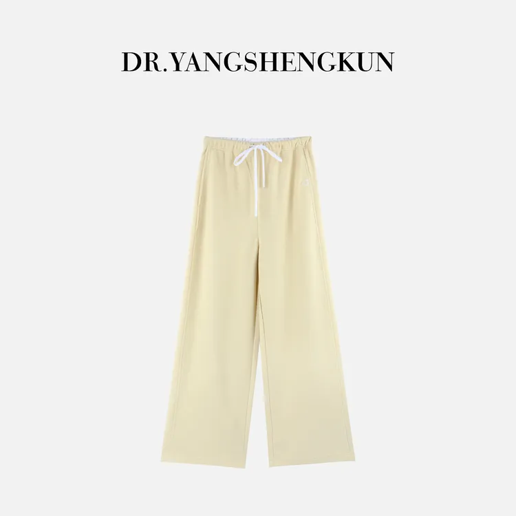 杨圣坤2025新品羊驼绒混纺慵懒风松紧腰休闲百搭直筒裤S8259223