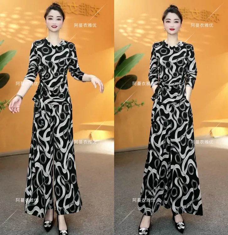 【衣雅严选】1283-156#新款休闲女套装通勤弹力减龄两件套上衣+裤子