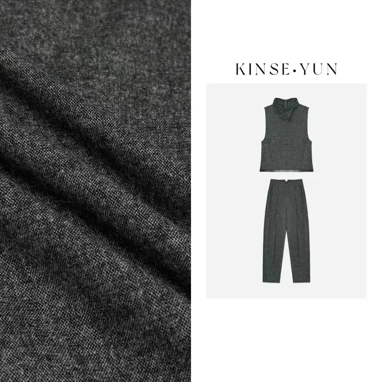 KINSE YUN『好命套装』羊毛叠穿马甲上衣加绒加厚弯刀裤套装QD7606