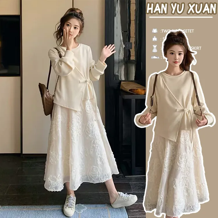 时髦孕妇装新款设计感春款2025新款韩系气质假两件卫衣连衣裙时尚