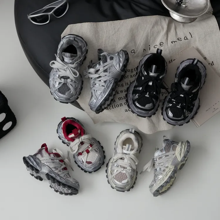 儿童脏脏老爹鞋秋冬加绒保暖运动鞋网面童鞋男童女童百搭亲子童鞋