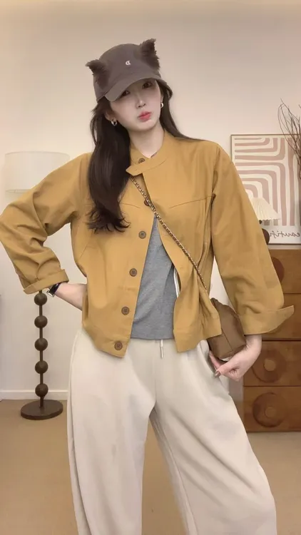 百搭休闲立领工装外套女2025春秋新款棒球服上衣韩版宽松时尚夹克