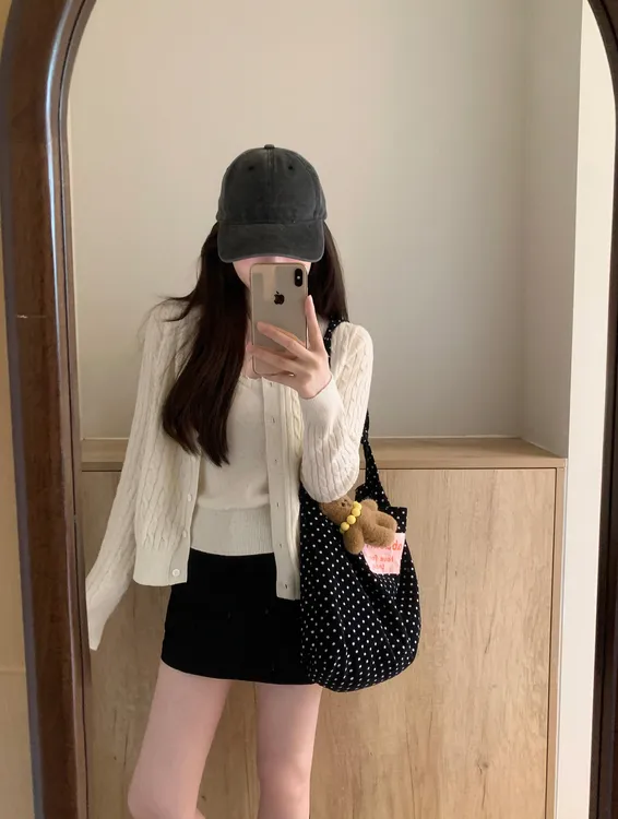 【西西里午后】韩系气质高级感白色针织开衫吊带黑色短裤辣妹套装