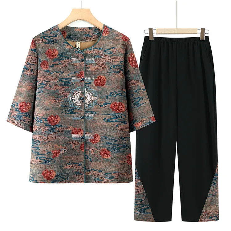 【母亲节款】妈妈夏款夏装套装中老年妈妈装夏季复古薄款中式