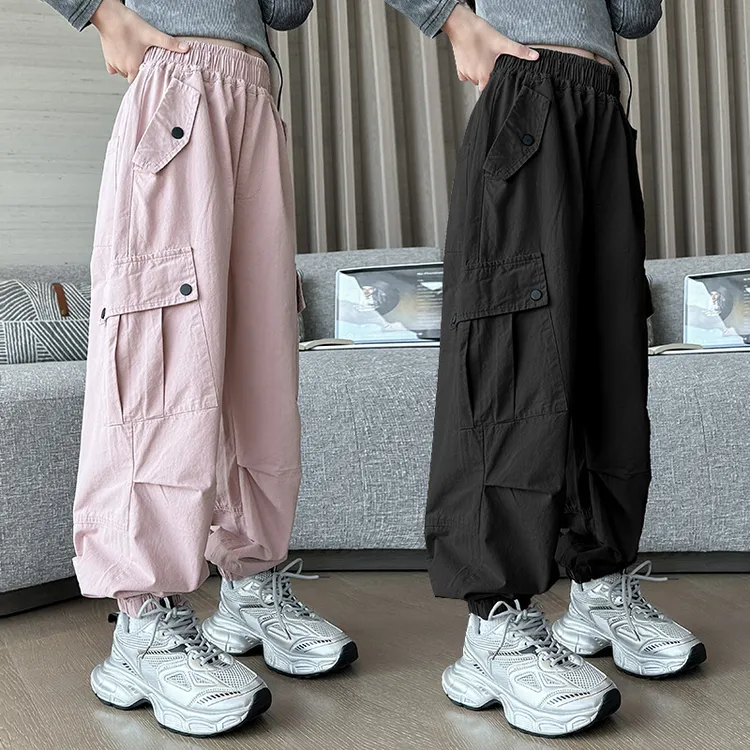 女童裤子春秋款2025新款春装儿童运动裤春季女大童工装裤百搭宽松