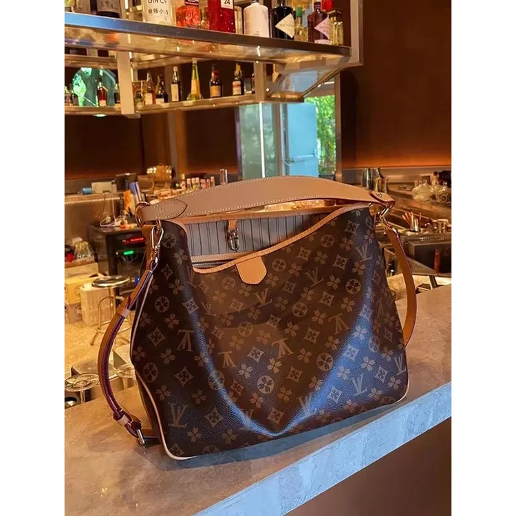 香港正品女包中古子母包真皮老花购物袋托特包大容量包包通勤女包