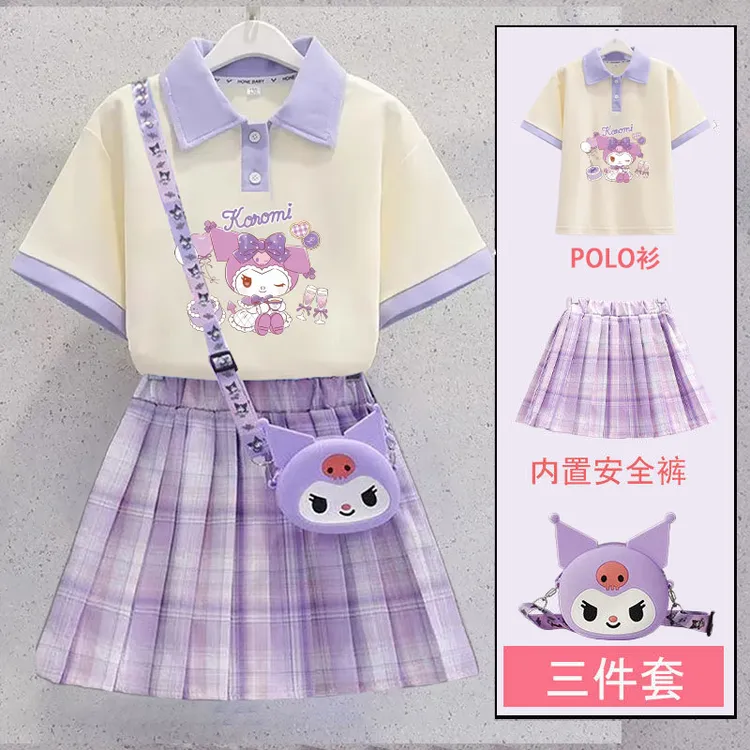 库洛米裙子女童夏季2025新款儿童学院风套装裙洋气夏装女童夏装