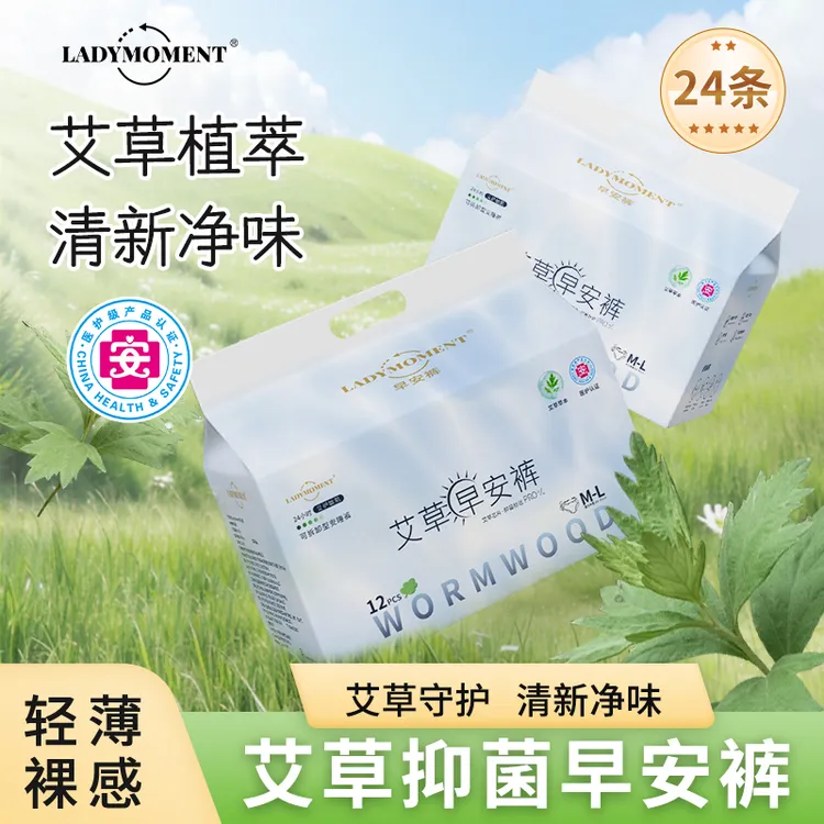ladymoment艾草早安裤医护级抑菌净味轻薄经期魔术贴日夜用安睡裤