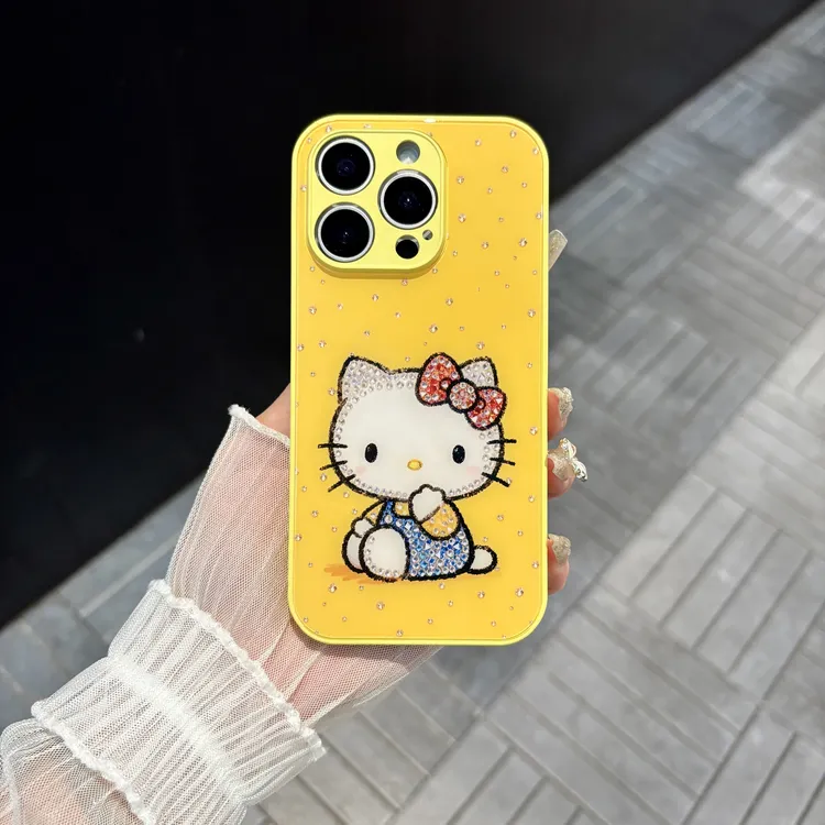 苹果/华为/oppo/vivo/小米 闪钻凯蒂适用iPhone17/16玻璃手机壳