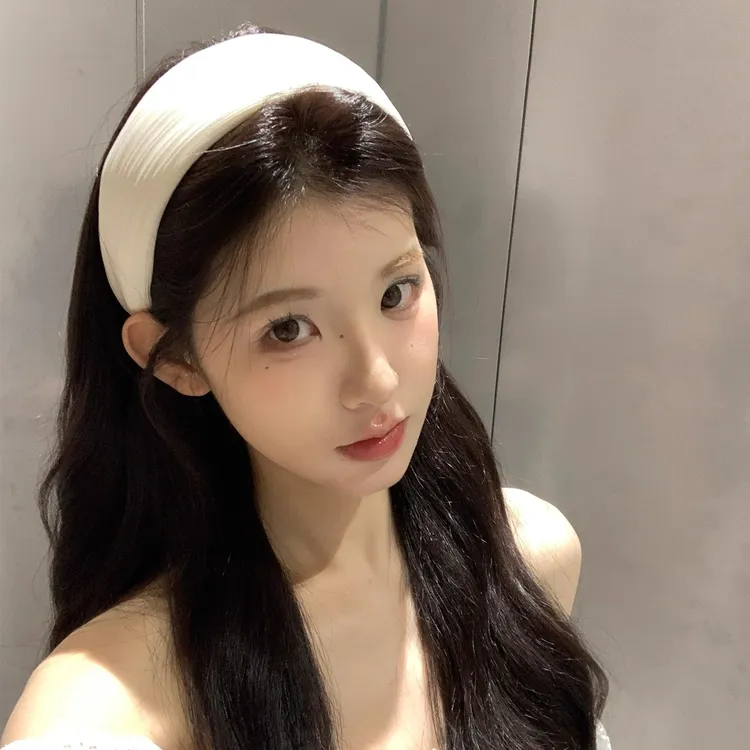 加宽加厚白色条纹宽边发箍女不压头发高颅顶头箍发卡日常外戴发饰