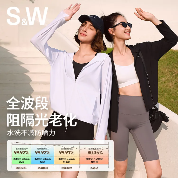 SW速惟 明星同款SW速惟风感波粒连帽防紫外线防晒衣1067
