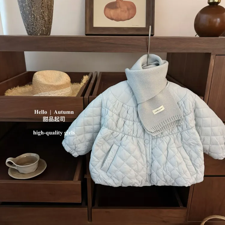 【甜品起司】本期bi入！女童菱格娃娃衫棉服加棉保暖公主冬季棉衣