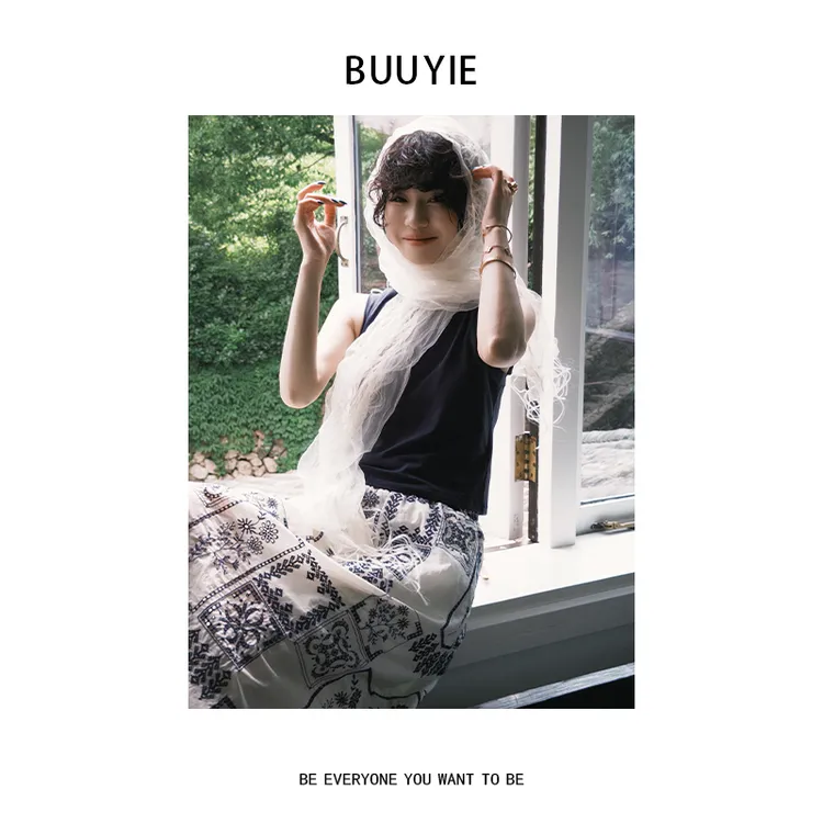 BUUYIE【琉璃】桑蚕丝真丝丝巾女夏薄款超仙领巾百搭系脖O05416