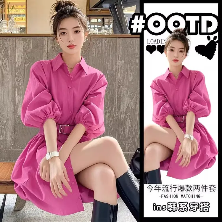 早春穿搭高级感连衣裙女2025春秋新款韩版小个子洋气收腰御姐裙子