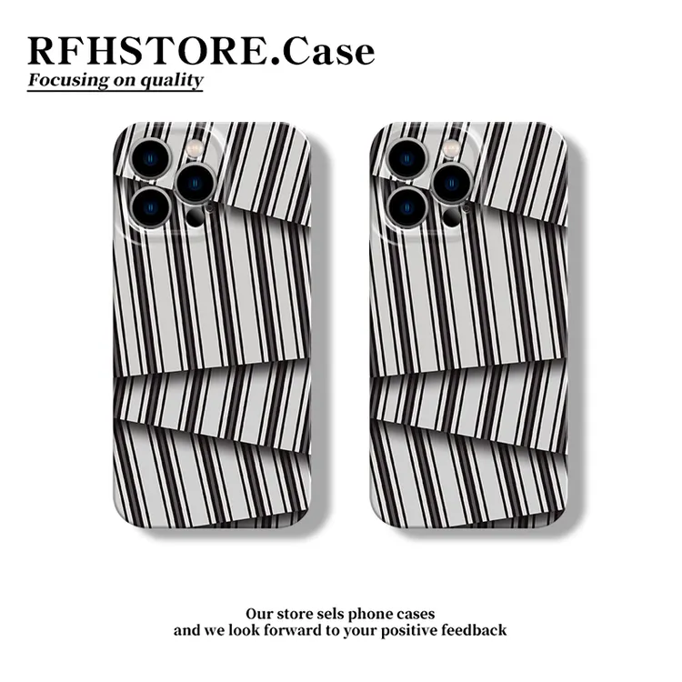 创意不规则黑色条纹适用苹果16菲林手机壳华为荣耀oppo小米15vivo