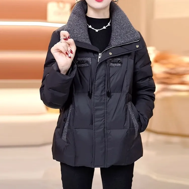 黑色棉服妈妈冬季2026新款棉衣洋气时尚轻薄大码加厚保暖短款外套