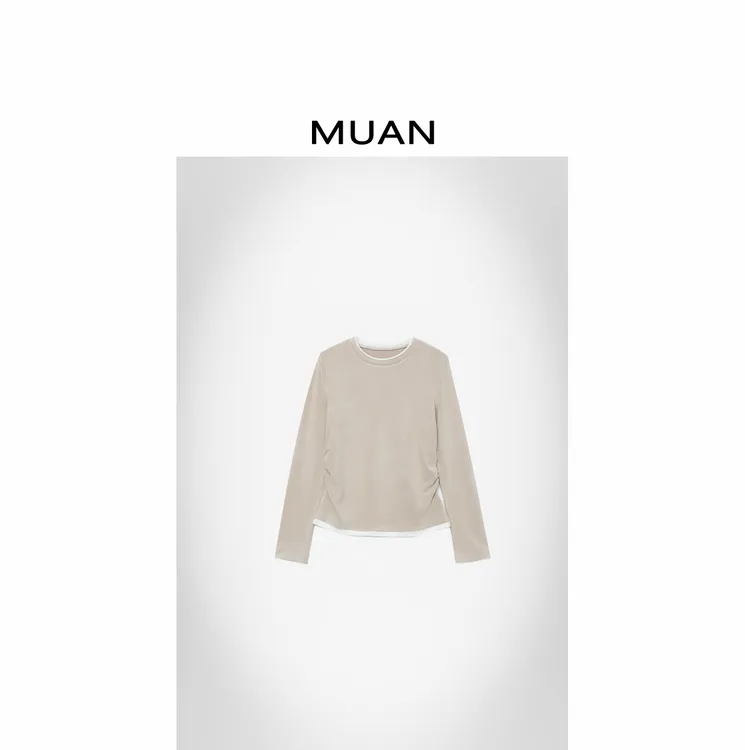 木岸MUAN：《杰西卡打底》定制撞色拼接德绒打底上衣女CQ-JD-2536