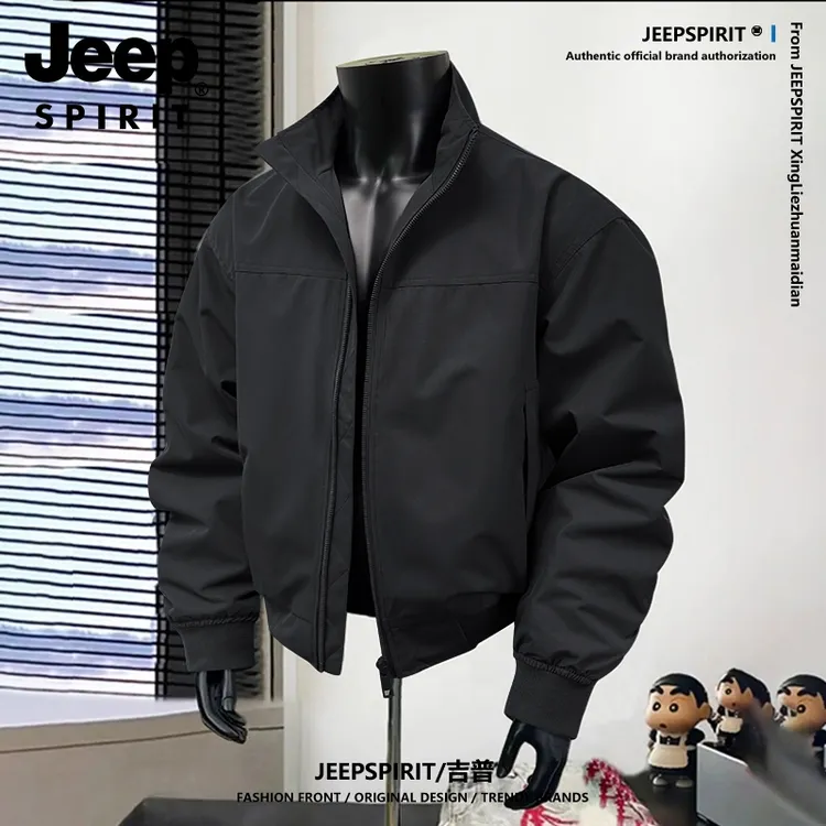 JEEPSPIRIT吉普重磅教练夹克男士冬季加棉加厚立领棒球服飞行外套商品图