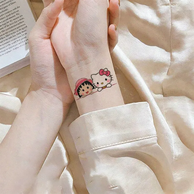 kitty樱桃小丸子卡通可爱纹身贴防水学生少女ins遮盖可水洗不反光