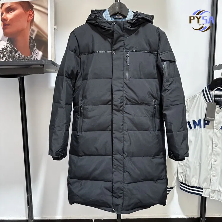 剪标潮流商务简约时尚新款加厚保暖秋冬中长款黑色羽绒服冬季男