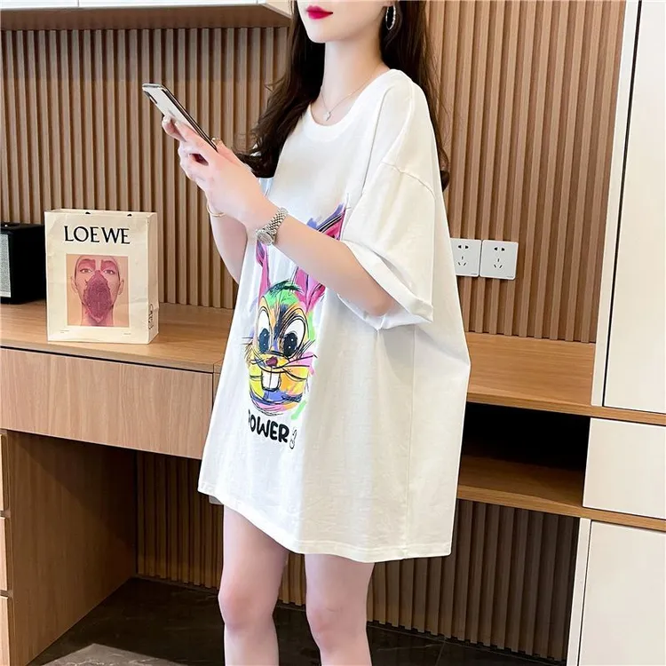 时尚洋气半袖衫纯棉宽松大版减龄学生短袖T恤女2025夏季新款上衣