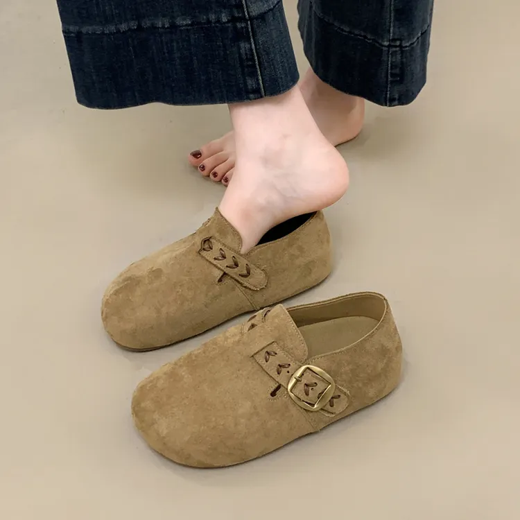 勃肯鞋软底厚底内增高女鞋2025秋季新款一脚蹬懒人单鞋博肯乐福鞋