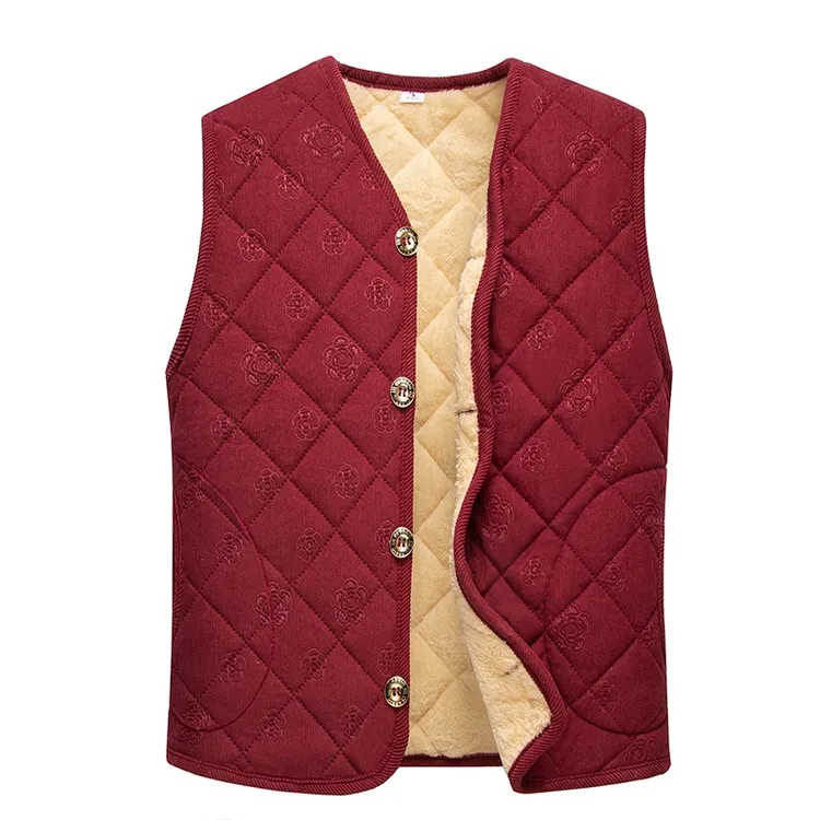 冬季马甲印染3D马夹提花中老年常规马夹无袖保暖大码老年人