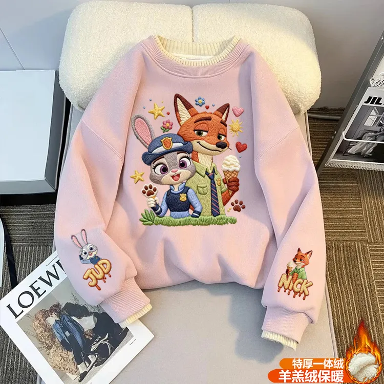 女童圆领卫衣2025新款儿童休闲印花上衣女孩秋季洋气百搭长袖衣服