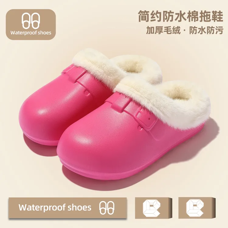 防水勃肯棉拖鞋女冬季新款加绒保暖防滑防水包跟居家外穿棉鞋女款